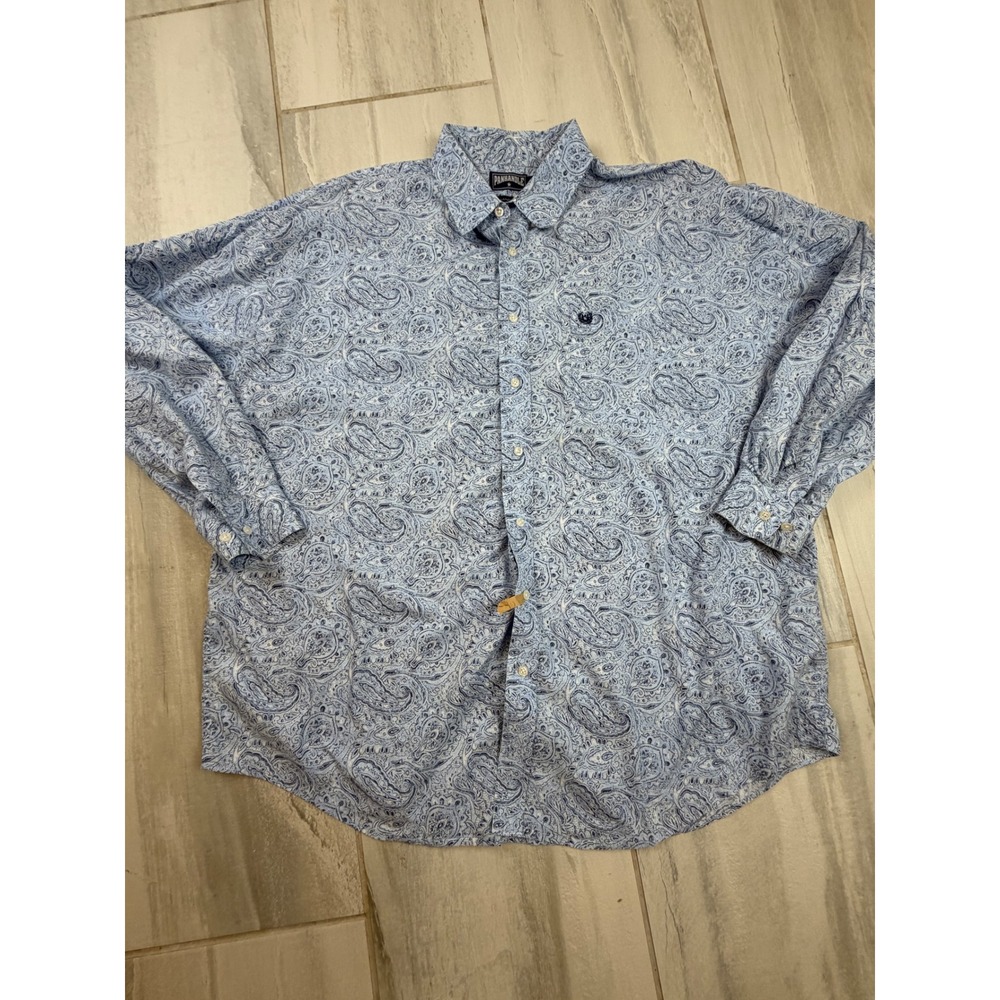 Panhandle Slim Mens XXL Blue Paisley Western Button Down Long Sleeve Shirt